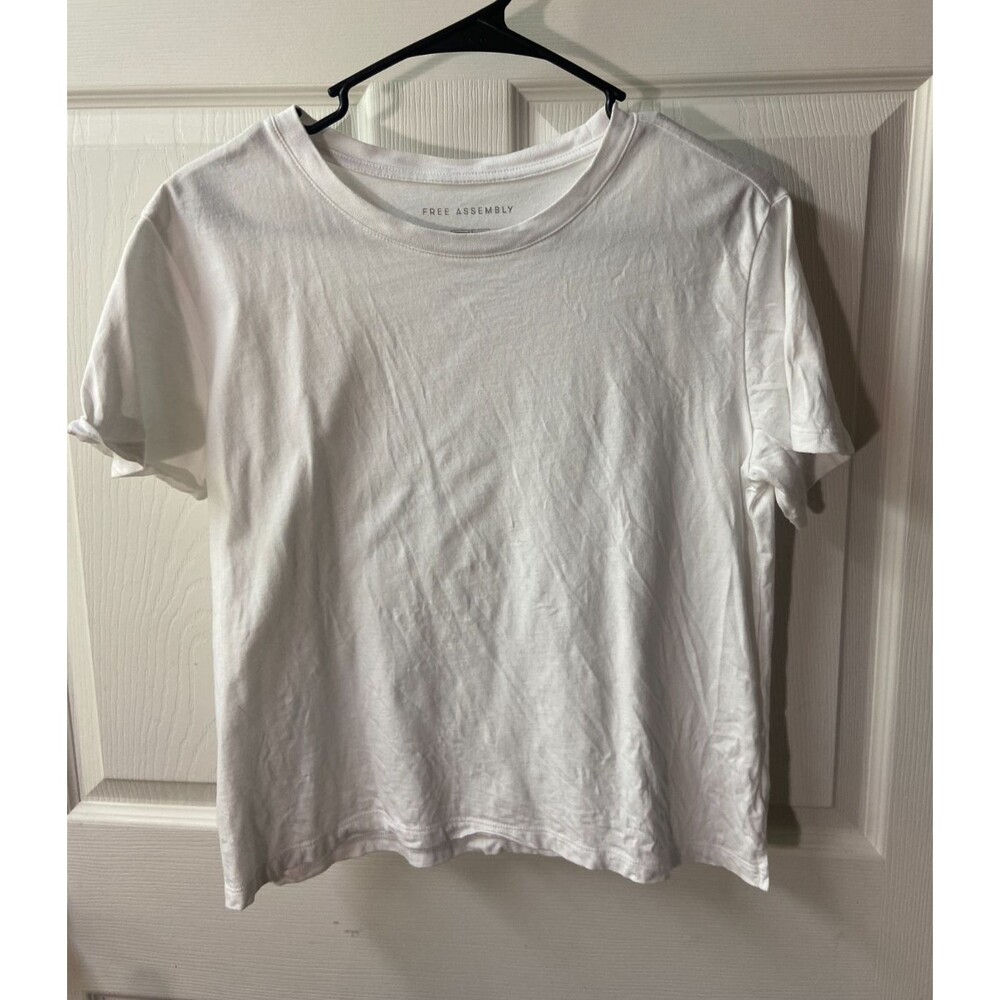 Free Assembly Women's Striped Short Sleeve Crew Neck Top White Black M 0067